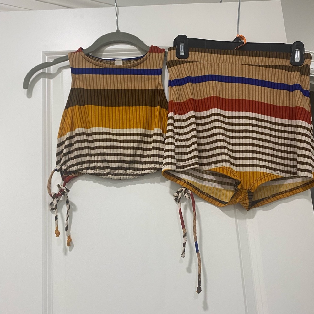 Striped Sleeveless Top and Shorts Set
